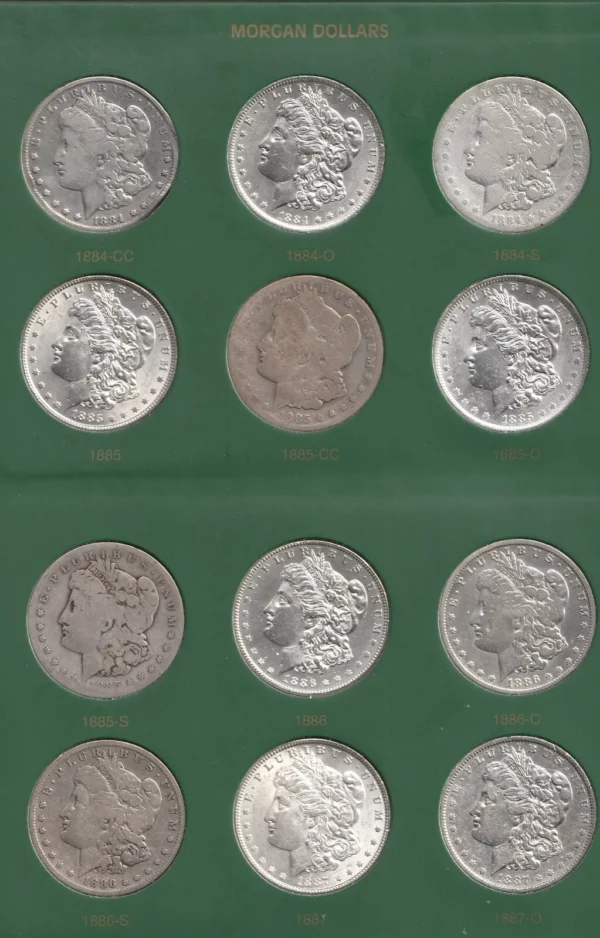 Near complete 96pc morgan dollar set Missing only 93s & 95 p & 2 new coin albums - Image 7