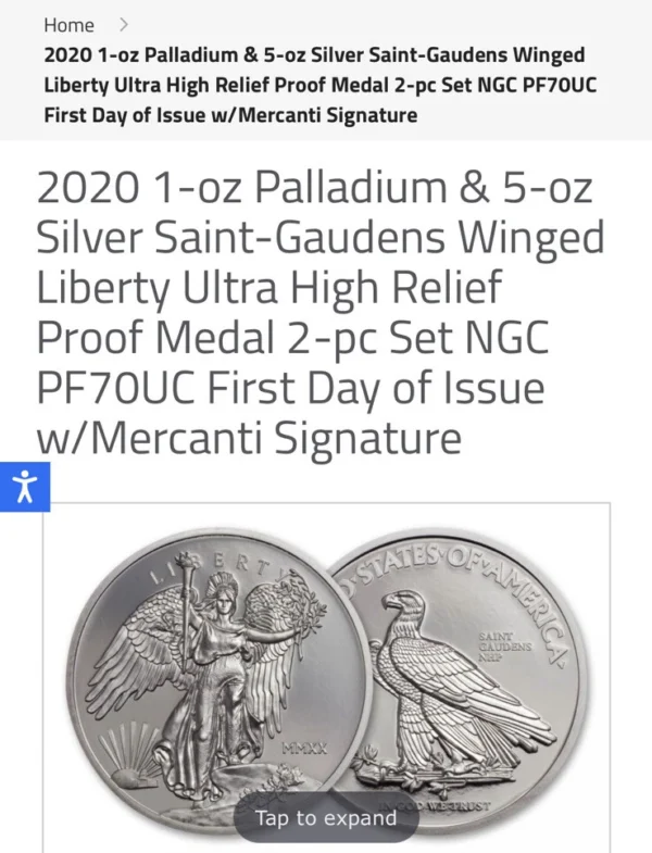 Rare 2020 Saint, Matching Palladium & Silver Set Ultra High Relief Set PF70 - Image 3