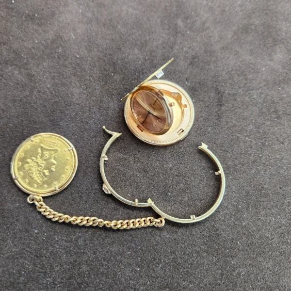 PIAGET 18K/22K GOLD VINTAGE  COIN MANUAL WIND  WATCH Set - Image 2