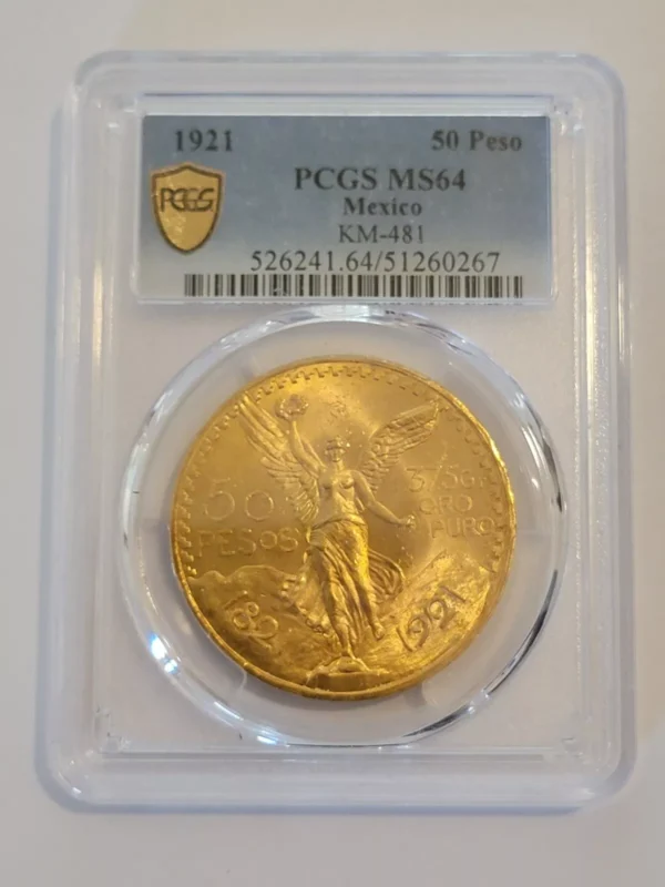 ???? 1921 Mexico Gold 50 Pesos - 1.2056 oz. PCGS MS64 - AMAZING EYE APPEAL !!