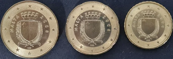Unique 2008 Malta set of 3 Euro coins UNISSUED SAMPLE signed by Designer NGB