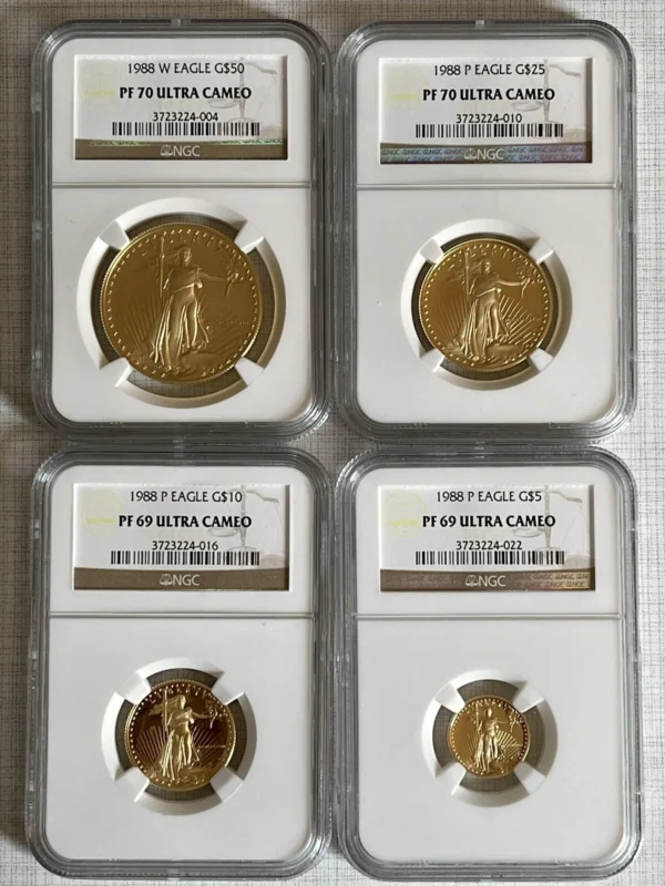 USA 1988 Eagle 4pc Gold NGC PF69-70 ULTRA CAMEO Set SKU#6390
