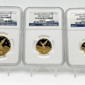 Mexico 2014 Mexican Gold Libertad 5 Gold Coins Proof Set 1.9 oz NGC PF69
