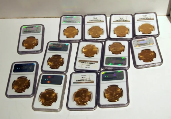 MS 62 RARE LOT OF 13 GOLD $20.00 US LIBERTY COINS 1922-1928 NGC - Image 5