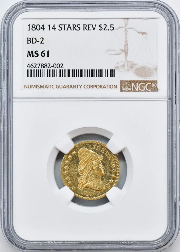 1804 DRAPED BUST $2.5 NGC MS 61
