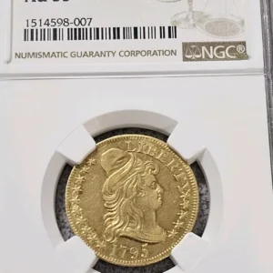 1795 $5 Gold Draped Bust Small Eagle AU53 NGC. FIRST YEAR OF ISSUE HALF EAGLE!!!