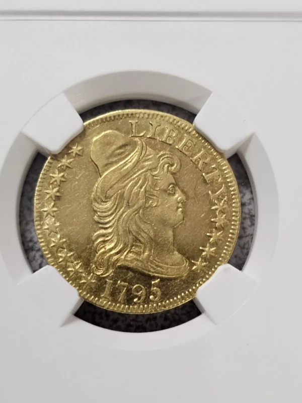 1795 $5 Gold Draped Bust Small Eagle AU53 NGC. FIRST YEAR OF ISSUE HALF EAGLE!!! - Image 2