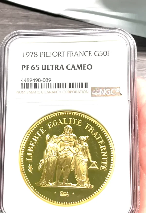 France 1978 PieFort KM-P620 50 Francs Gold Coin NGC PF 65 ULTRA CAMEO SKU#7099 - Image 2