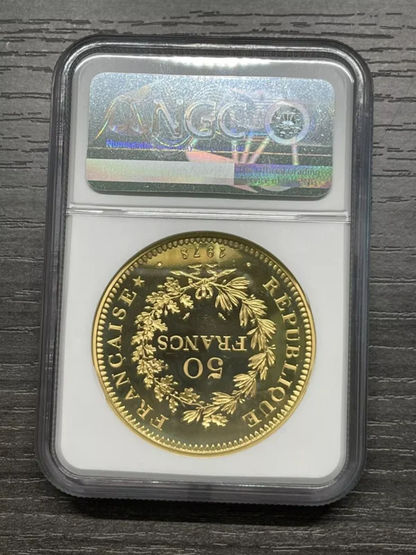 France 1978 PieFort KM-P620 50 Francs Gold Coin NGC PF 65 ULTRA CAMEO SKU#7099 - Image 3