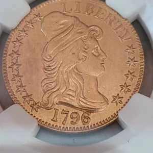1796/5 DRAPED BUST 5.00 GOLD HALF EAGLE, NGC  AU DETAILS, VERY RARE OVERDATE!