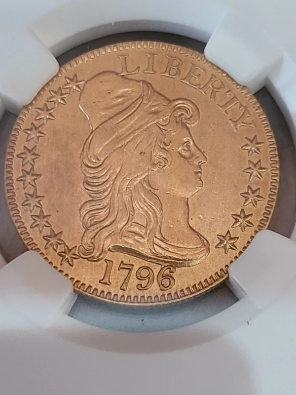 1796/5 DRAPED BUST 5.00 GOLD HALF EAGLE, NGC  AU DETAILS, VERY RARE OVERDATE!