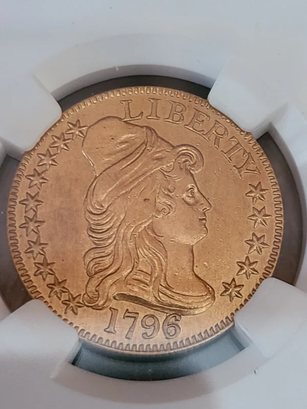 1796/5 DRAPED BUST 5.00 GOLD HALF EAGLE, NGC  AU DETAILS, VERY RARE OVERDATE! - Image 3