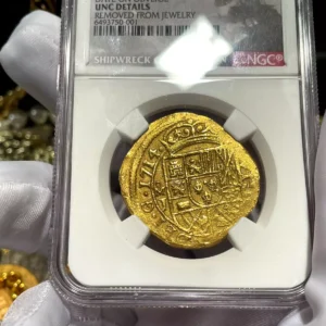 MEXICO 1714 8 ESCUDOS NGC UNC 1715 FLEET PIRATE GOLD SHIPWRECK COINS TREASURE