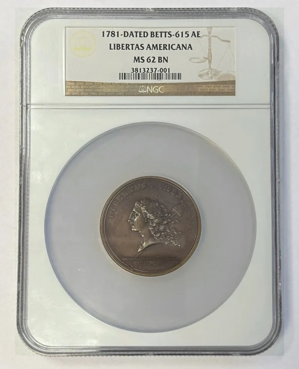 (1781) Libertas Americana Bronze Medal NGC MS62BN (w/Box) - U.S. Mint Medals - Image 4