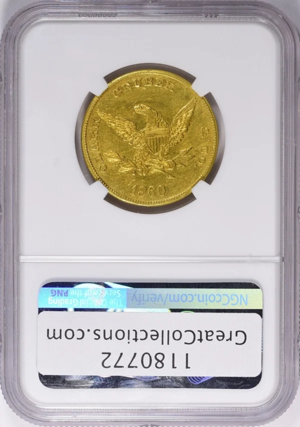 1860 $10 Pikes Peak Clark Gruber-Very rare MS 60 NGC-Only example on all of eBay - Image 5