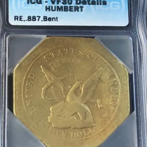 1851 $50 Humbert 887 Thous California Gold ICG VF 30 DETAILS--REAL 49ER  HISTORY