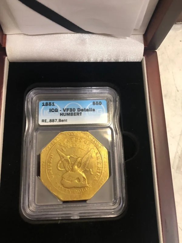 1851 $50 Humbert 887 Thous California Gold ICG VF 30 DETAILS--REAL 49ER  HISTORY - Image 4