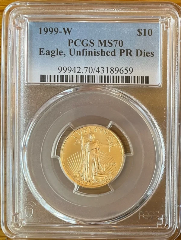 (2) coins-1999w Unfinished Proof Die, 2021w Unfinished proof die BOTH PCGS MS70 - Image 2