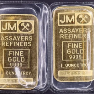 Vintage Johnson Matthey 1 oz Gold .9999 Fine Bar Sealed - Sequential Serial Pair