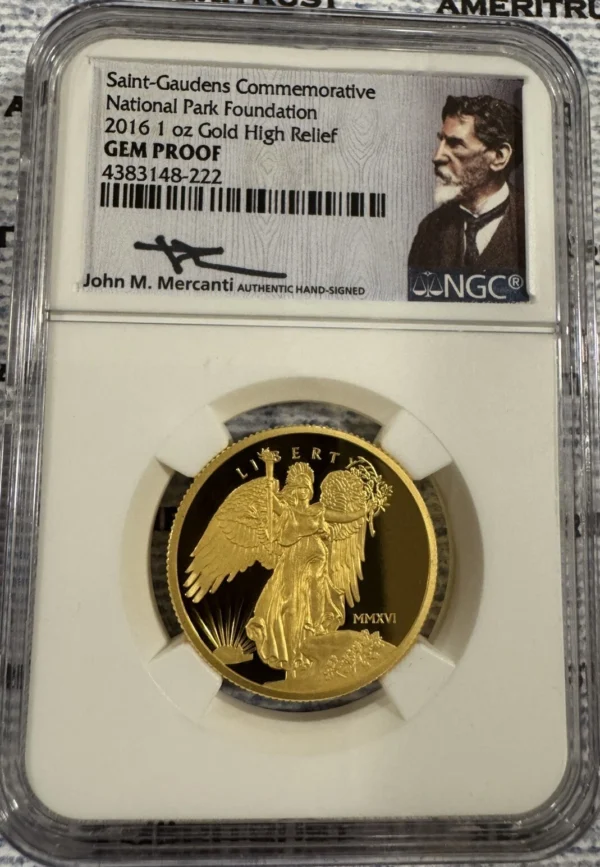 Rare 2016 Saint Gaudens Winged Liberty Gold & Silver High Relief incl orig COA - Image 2