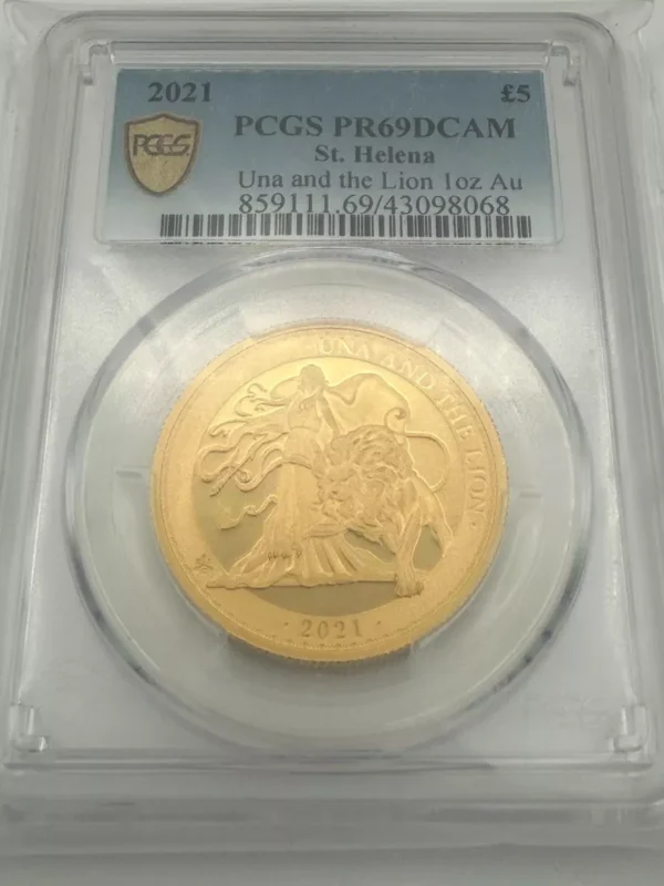 Una and the Lion 1oz Gold Coin 2021 PCGS PR69 - 24K .9999 St. Helena 200 Mintage - Image 2