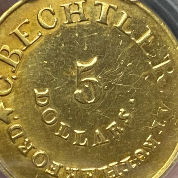 (1834-37) $5 CAROLINA GOLD C. BECHTLER RARE PCGS GENUINE AU DETAIL - Image 5