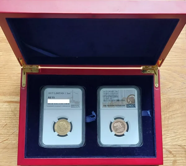 1817 Gold Sovereign Graded AU 55 And 2017 Gold Proof Sovereign Graded PF 70