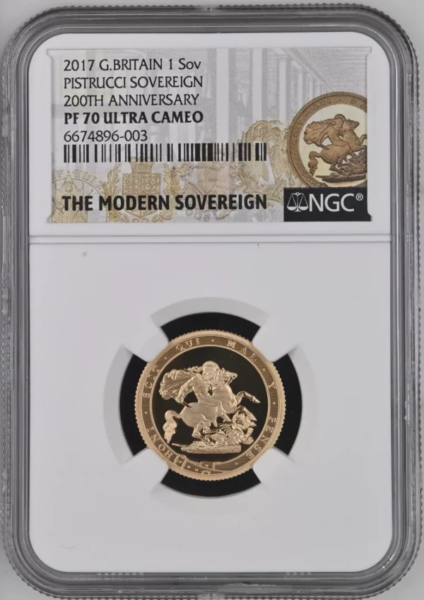 1817 Gold Sovereign Graded AU 55 And 2017 Gold Proof Sovereign Graded PF 70 - Image 6