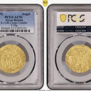 1504-05 Henry VII Gold Angel S-2186 PCGS Graded AU53