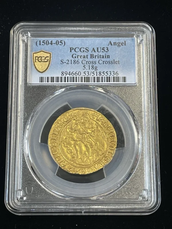 1504-05 Henry VII Gold Angel S-2186 PCGS Graded AU53 - Image 2