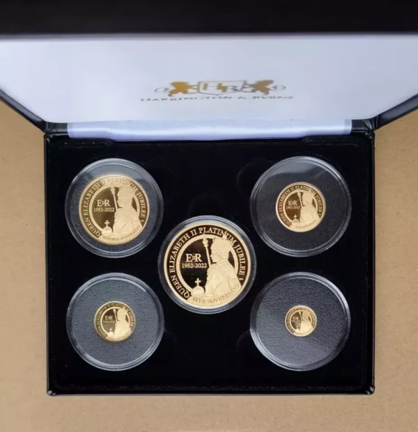 Queen Elizabeth II Platinum Jubilee 2022 Gold Proof Sovereign 5 Coin Set LE 50 - Image 6