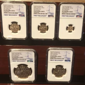 2022 King Charles III  Memorial Gold Proof  5 Sovereign Set.  NGC certified .