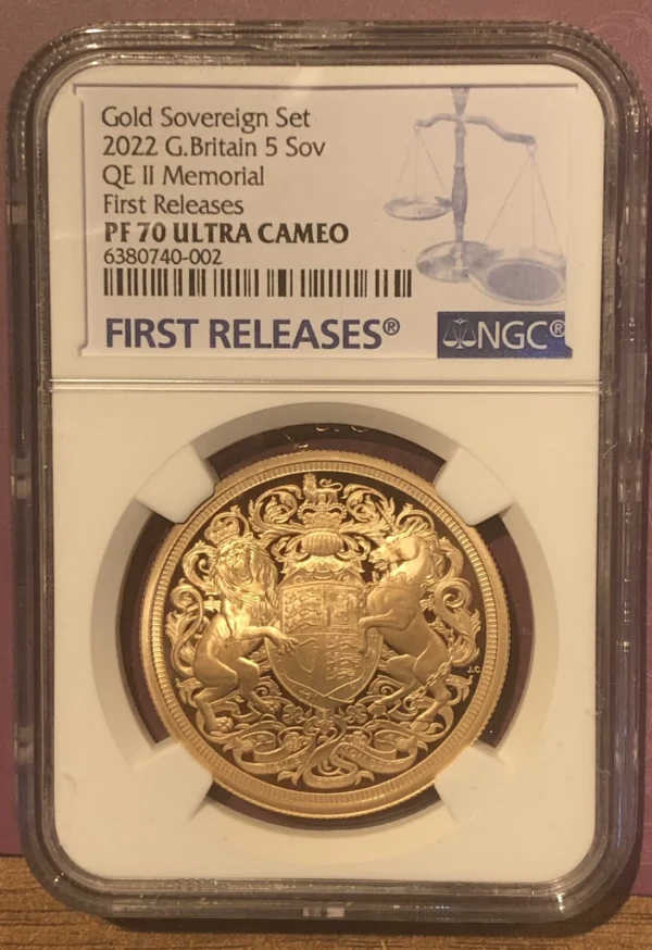 2022 King Charles III  Memorial Gold Proof  5 Sovereign Set.  NGC certified . - Image 3