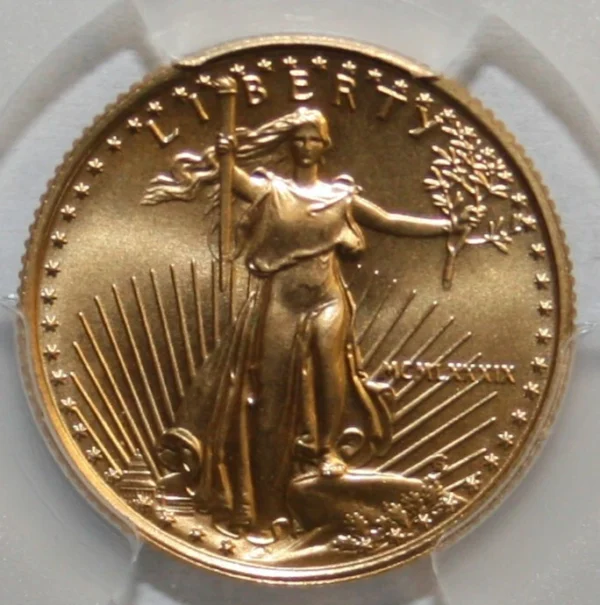 quantity 3 1989 $10 1/4 oz American Gold Eagle PCGS MS 69 and 2 '88 $10 1/4 MS69 - Image 2