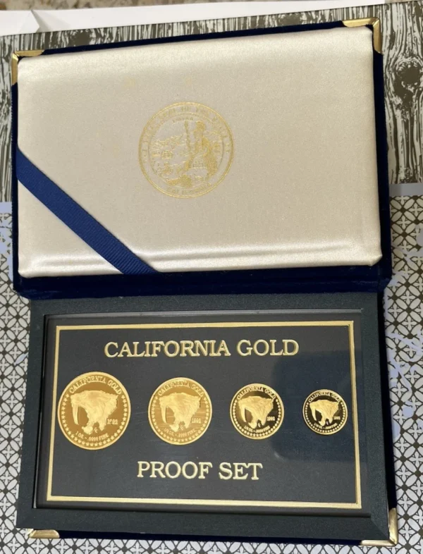 (3) 1.85 OZ California Gold Proof Sets 1990-92 Bear Whale Cat 1, 1/2, 1/4, 1/10 - Image 7