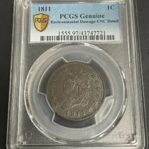 1811 Large Cent, Key Date Low Mintage High Grade Coin, PCGS Uncirculated Graded