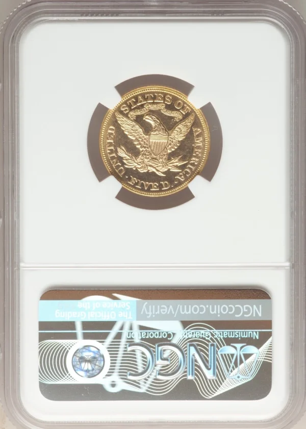 UNIQUE NGC SPECIMEN 64 $5 1873 Closed 3 Experimental Finish - Image 2
