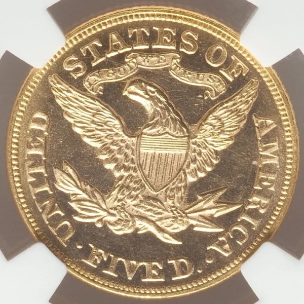 UNIQUE NGC SPECIMEN 64 $5 1873 Closed 3 Experimental Finish - Image 4