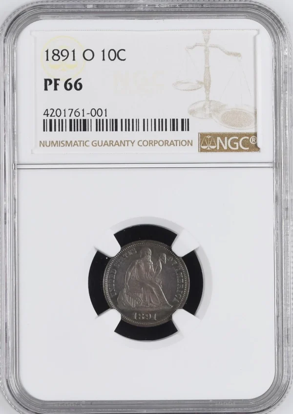 UNIQUE Branch Mint Proof 1891-O Seated Liberty Dime NGC PF 66 Listed in Red Book