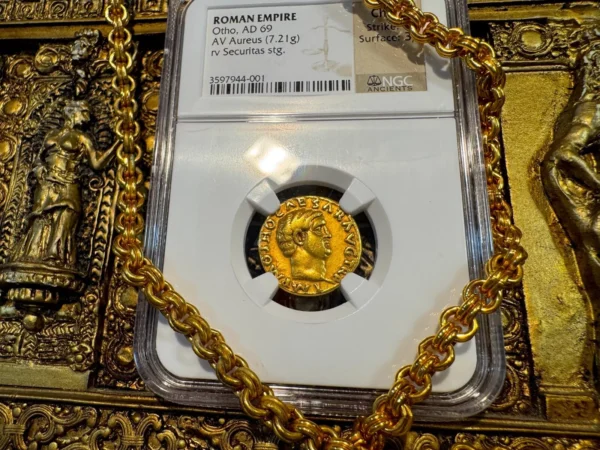 ROMAN EMPIRE "OTHO" AUREUS 69AD NGC CH VF 4X3 ANCIENT GOLD COINS CAESAR AUGUSTUS - Image 5