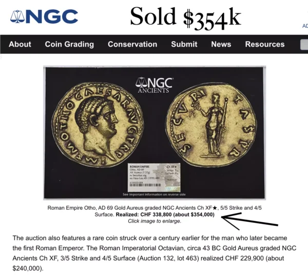ROMAN EMPIRE "OTHO" AUREUS 69AD NGC CH VF 4X3 ANCIENT GOLD COINS CAESAR AUGUSTUS - Image 6