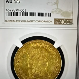 U.S. 1795 $10 13 LEAVES NGC 55 LIBERTY BUST UNITED STATES GOLD COIN