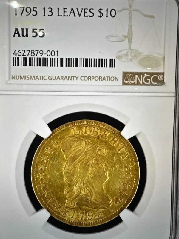 U.S. 1795 $10 13 LEAVES NGC 55 LIBERTY BUST UNITED STATES GOLD COIN