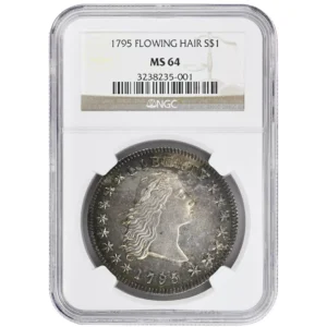 1795 $1 Flowing Hair Dollar, NGC MS64, 3 Leaf Superb! Beautiful Color, Luster...
