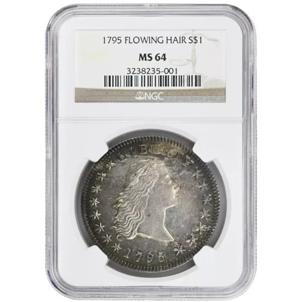 1795 $1 Flowing Hair Dollar, NGC MS64, 3 Leaf Superb! Beautiful Color, Luster...