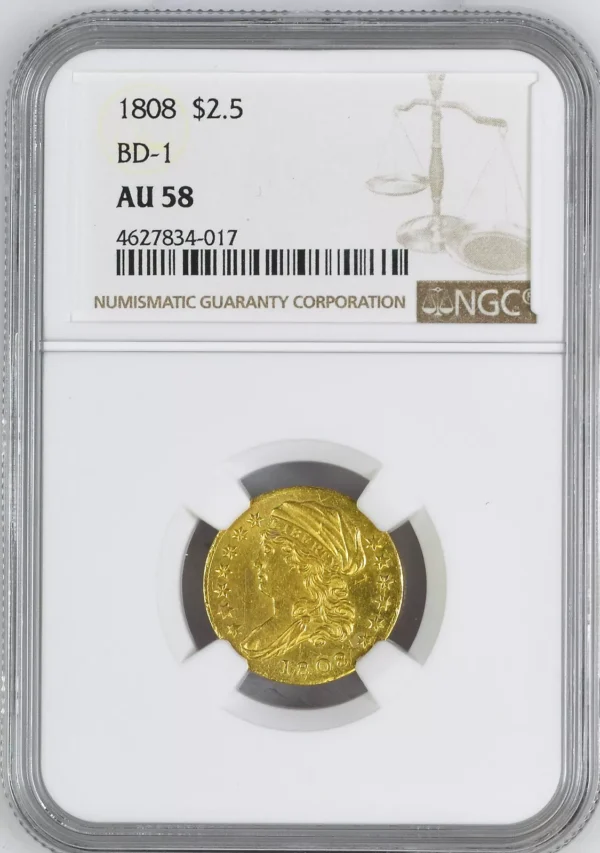 1808 CAPPED BUST $2.5 NGC AU 58