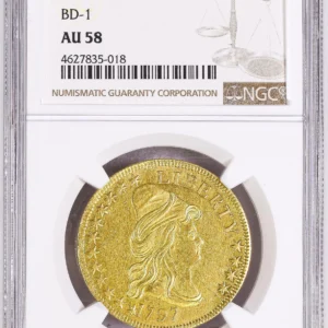 1797 DRAPED BUST $10 NGC AU 58