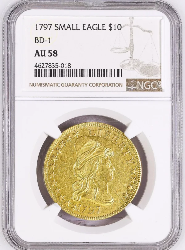 1797 DRAPED BUST $10 NGC AU 58