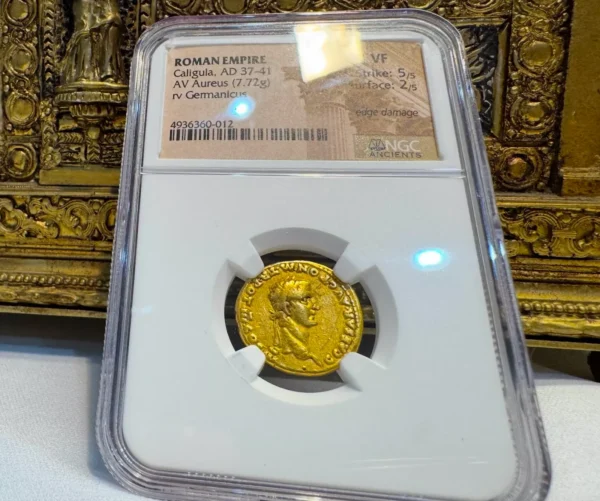 ROMAN EMPIRE "CALIGULA" AUREUS 37AD NGC VF ANCIENT GOLD COINS CAESAR AUGUSTUS