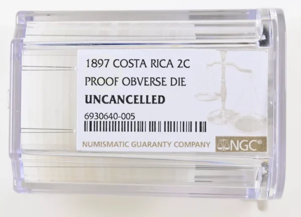 UNIQUE Uncancelled Obv Die Philadelphia Mint Costa Rica Proof Gold 2 Colones NGC - Image 2